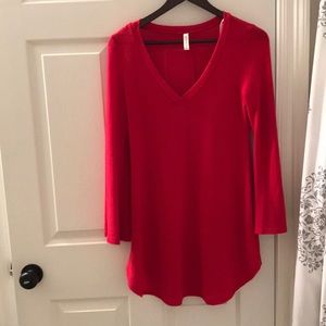 Red V-neck Tunic